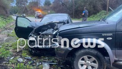 Μία γυναίκα νεκρή σε τροχαίο στην Παλαιοβαρβάσαινα Ηλείας μετά από μετωπική σύγκρουση